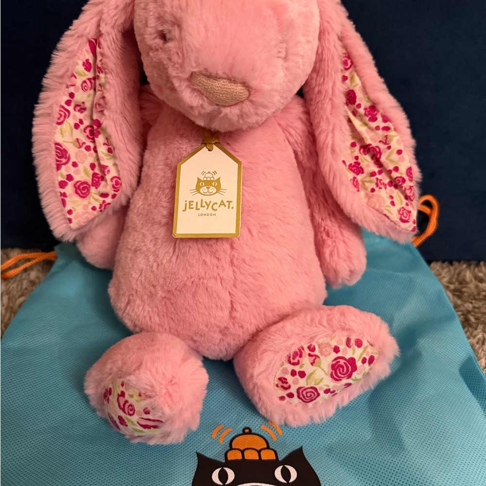 Authentic Jellycat Blushkin Blossom Luxe Bunny NWT and Jelly cat bag - Picture 8 of 11